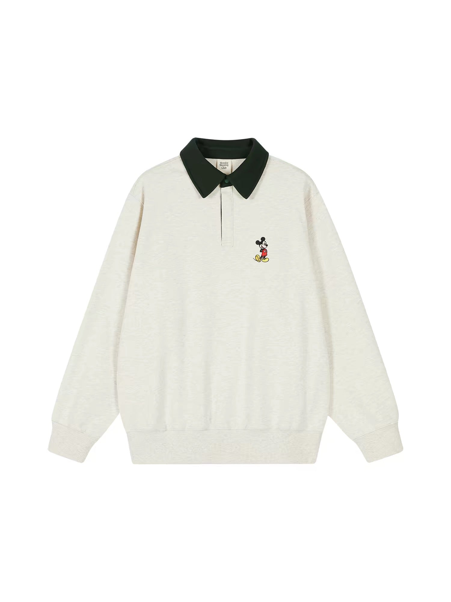 Monday Sleeping Club × Disney Classic Mickey Embroidered Contrast Collar Sweatshirt